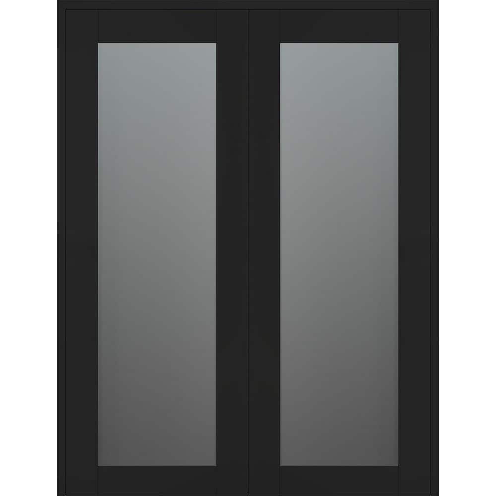 Avon 207 N 48 in. x 96 in. Both Active Full Lite Frosted Glass Black Matte Wood Composite Double Prehung French Door price history on PriceWatchPro