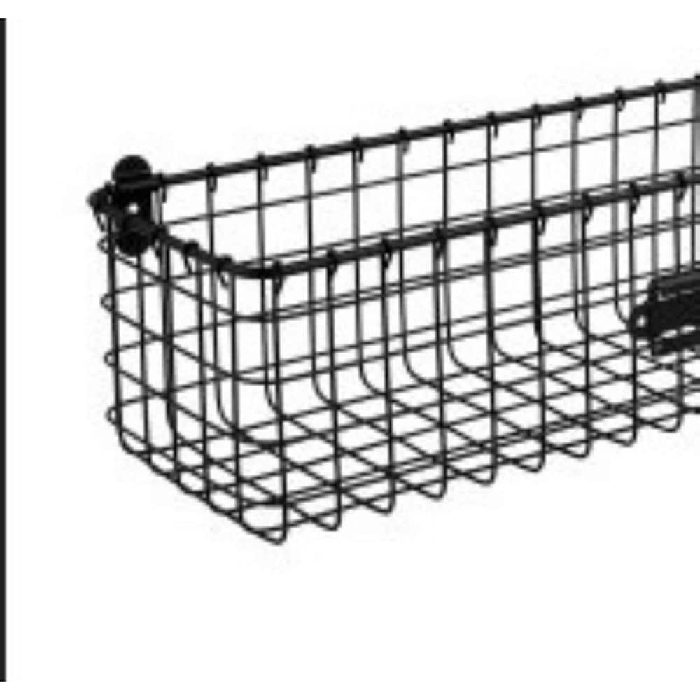 Black Rectangular Brushed Steel Wall Mount Basket