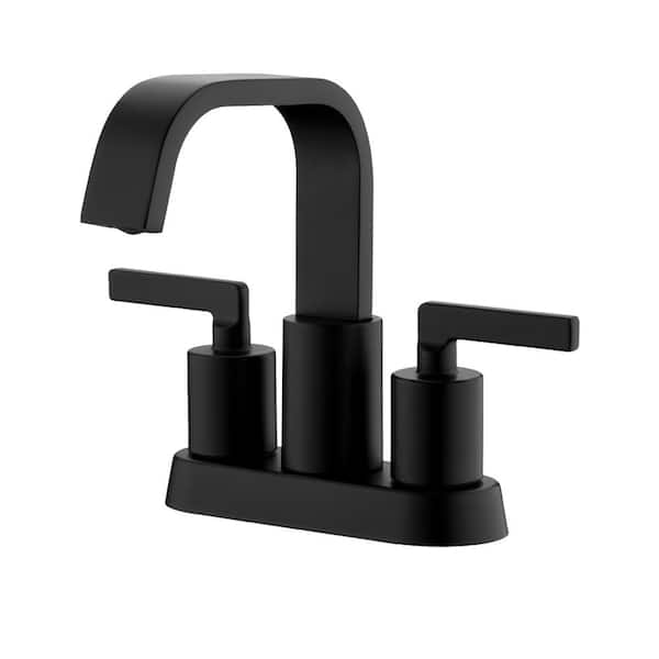 LUXIER 4 in. Centerset 2-Handle Bathroom Faucet in Matte Black