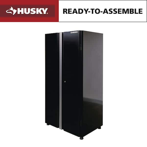 Ready-to-Assemble 36.6 in. W x 72 in. H x 24 in. D 24-Gauge 2-Shelf Steel Freestanding Cabinet in Black