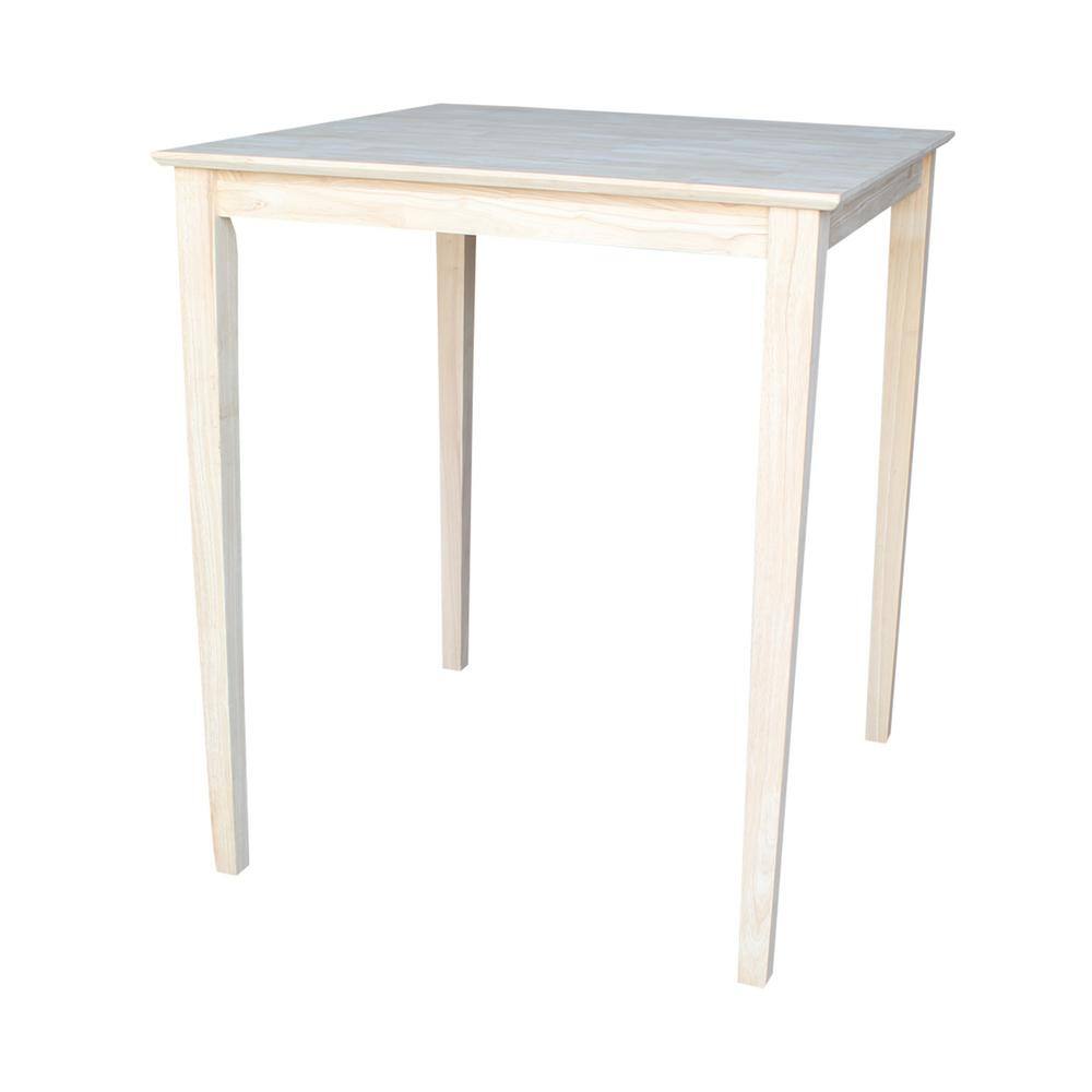 Unfinished Rubberwood Square Bar Height Table 36"x36"