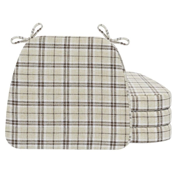 AAAAAcessories 16 in. x 17 in. Trapezoid Indoor Seat Cushion Dining Chair Cushion in Yellow Checkered (4-Pack)