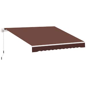 12 ft. x 8.2 ft. Outdoor Patio Manual Retractable Awnings Exterior Window with Durable PU Design Coffee Brown