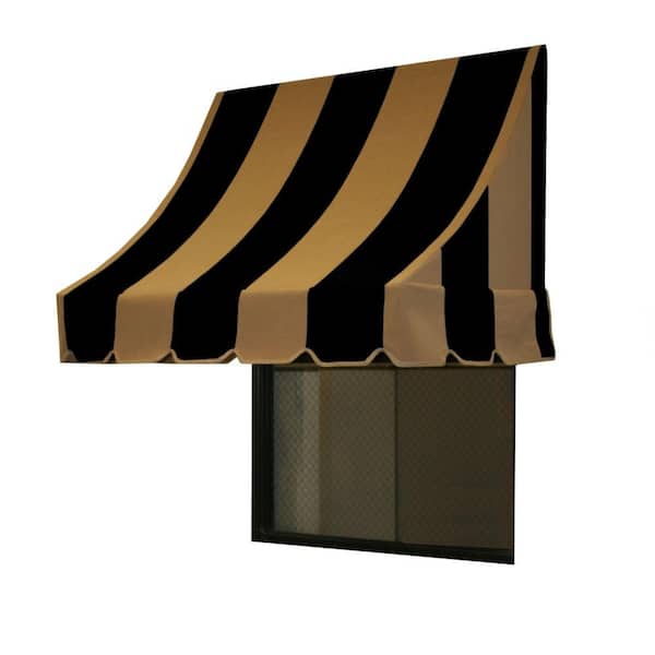AWNTECH 3.38 ft. Wide Nantucket Window/Entry Fixed Awning (31 in. H x 24 in. D) Black/Tan