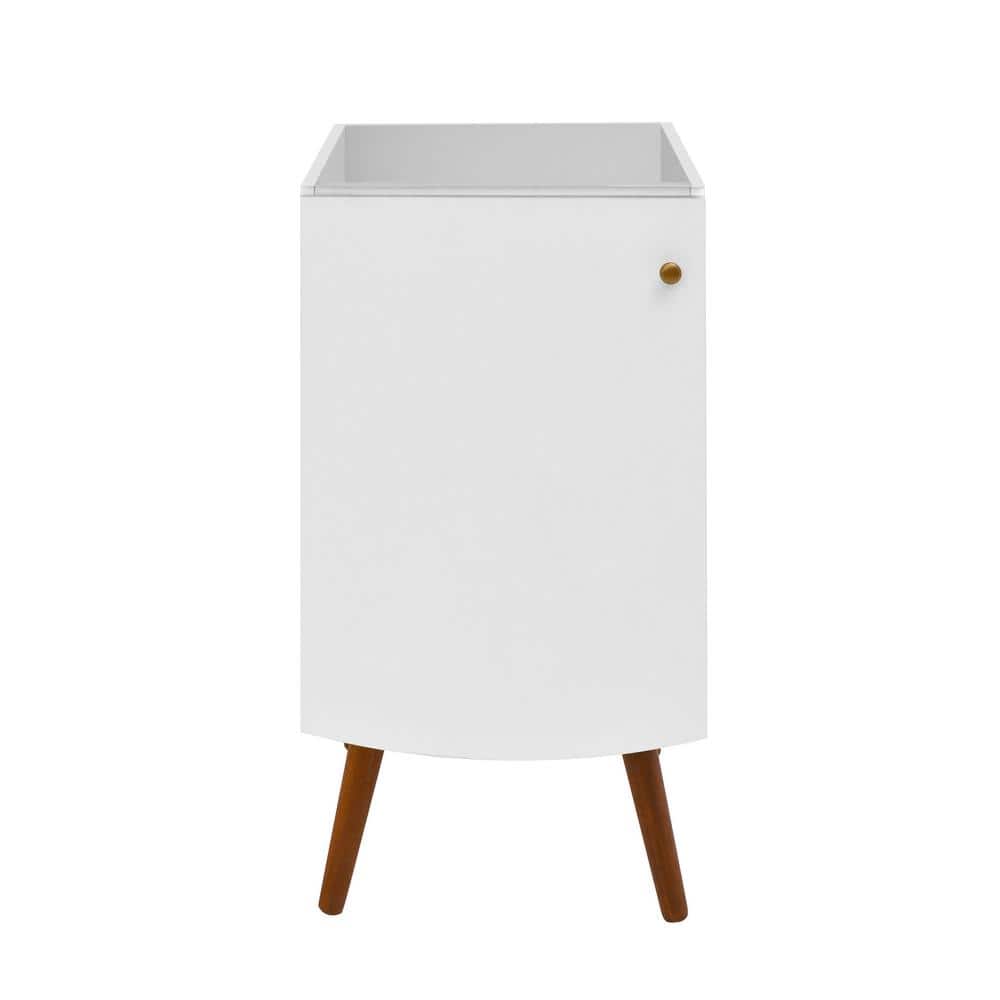 Manoir White Single Bathroom Vanity with Wooden Legs