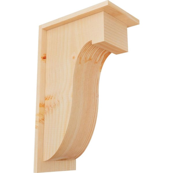 Ekena Millwork 7-1/2 in. x 12 in. x 20 in. Douglas Fir Del Monte Smooth Corbel with Backplate