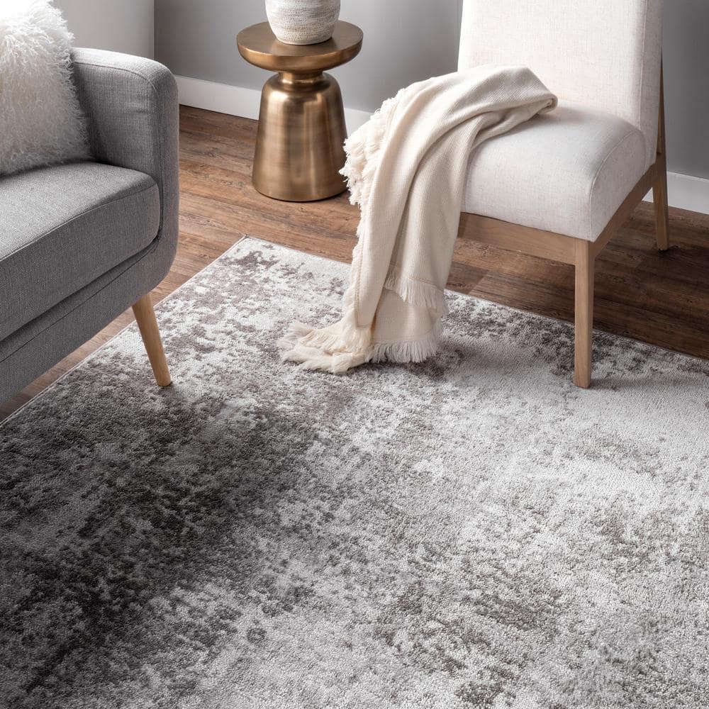 Elysian 50'' Gray Abstract Synthetic Easy-Care Area Rug