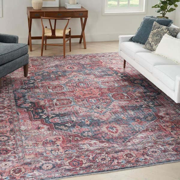 57 Grand Machine Washable Multicolor 8 ft. x 10 ft. Floral Traditional Area Rug