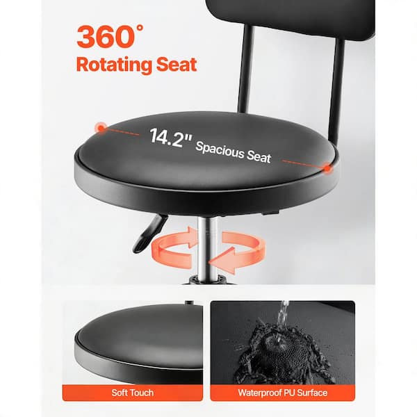 PENCO “SHOP STOOL” PARTS CENTER Lサイズ SKYSHALO Shop Stool with Backrest, Black, 300 lbs. Capacity