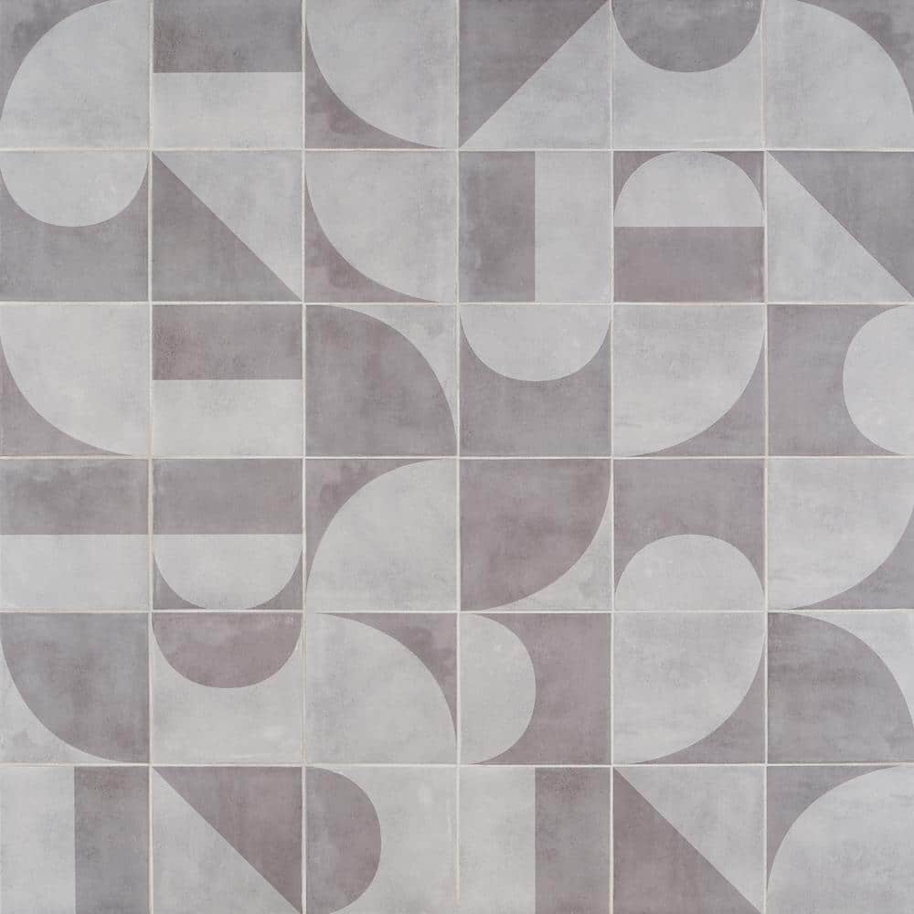 Quincy 8x8 Gray Porcelain Geometric Floor and Wall Tile