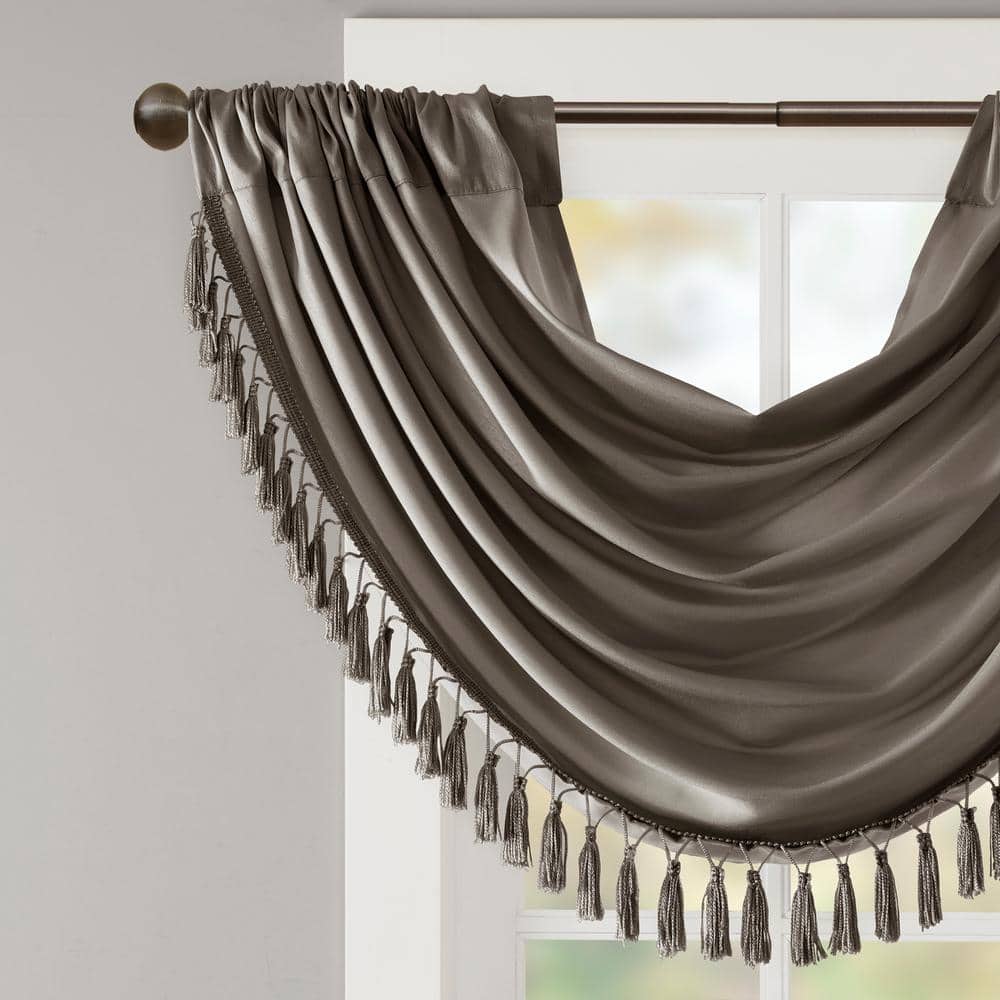 Elena Faux Silk Waterfall Embellished 38'' W Window Valance