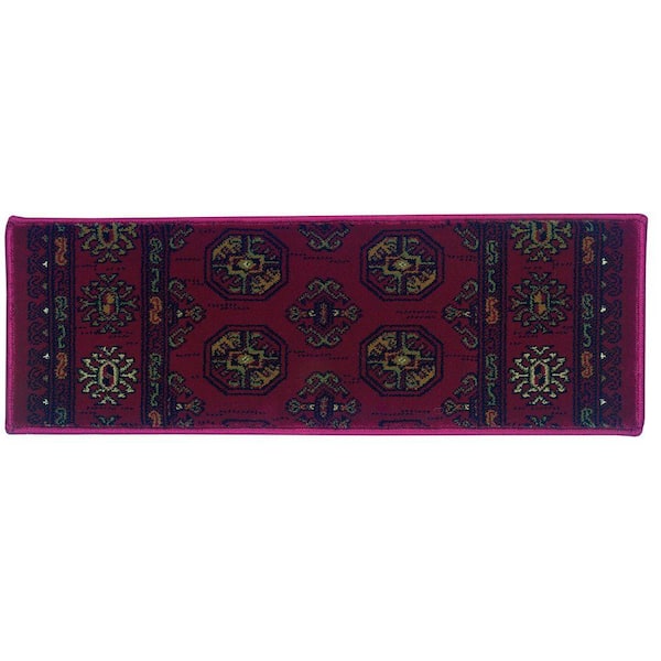 Kurdamir Boukara Crimson 9 in. x 33 in. Stair Tread Cover