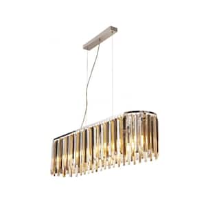 39.4 in. Modern 8-Light Brown Crystal Oval Chandelier for Living Room and Kitchen Island with No Bulbs Included