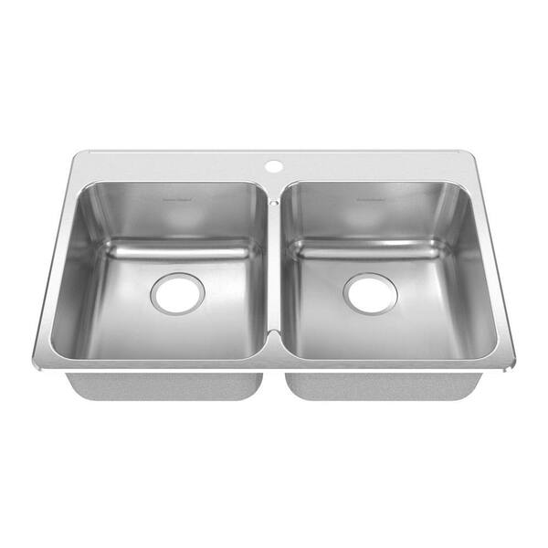 American Standard Prevoir Drop-In Brushed Stainless Steel 33.375x22x8 1-Hole Double Bowl Kitchen Sink-DISCONTINUED