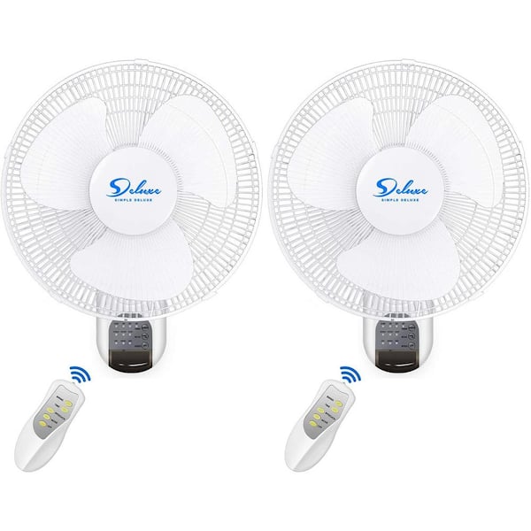 2 Pack-16 in. Digital Wall Mount Fan with Remote Control 3 Oscillating Modes, 3-Speed, 72 in. Power Cord, White