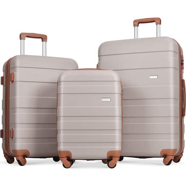 Merax Lightweight Durable 3-Bags 3-Piece Light Brown ABS Hardshell