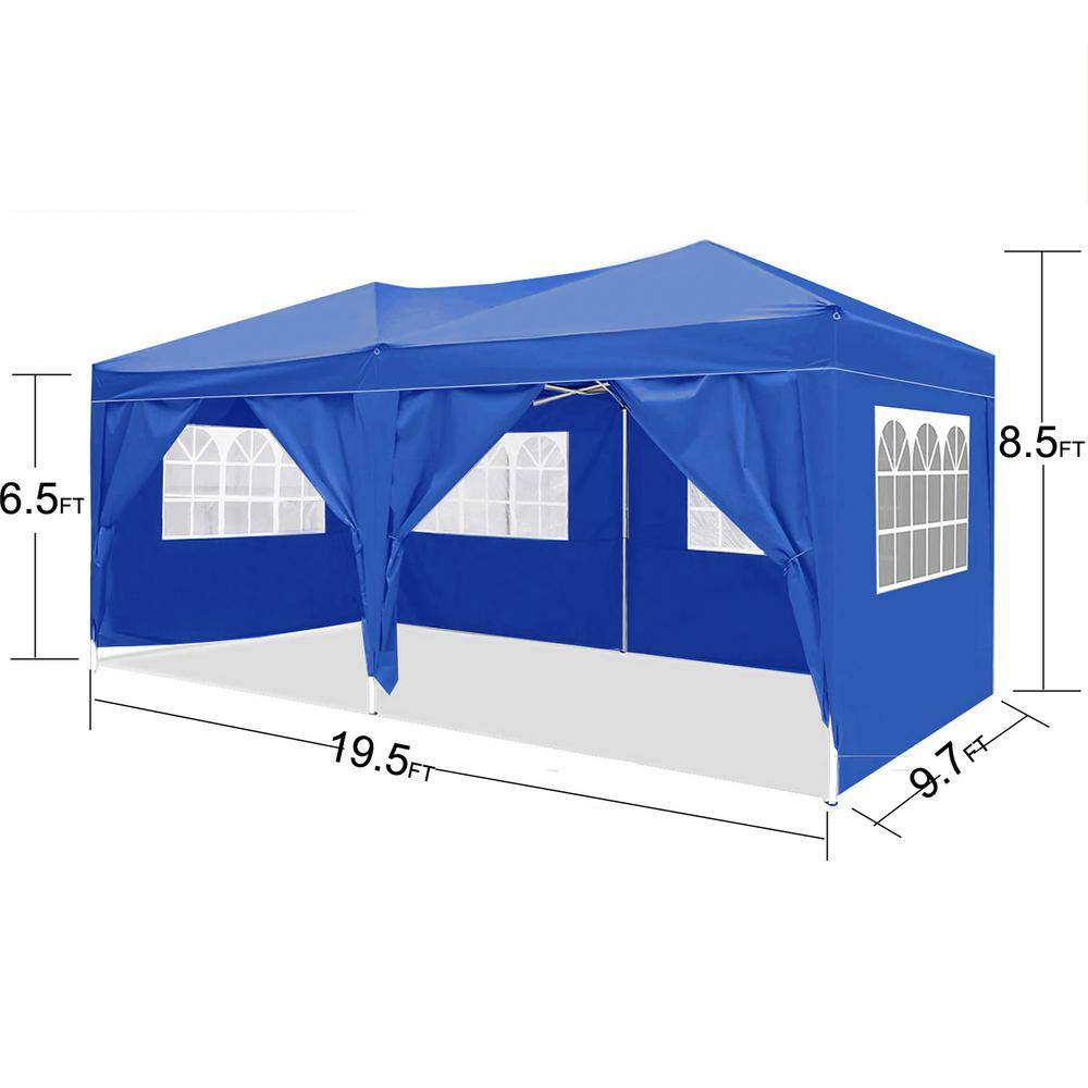 10 ft. x 20 ft. Blue Pop Up Canopy Tent with Removable Sidewalls and Carry Bag