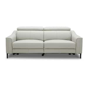 73.5 in. Flared Arm Leather Tuxedo Rectangle Sofa in Gray