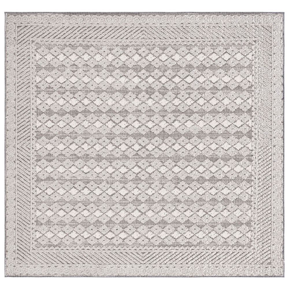 Global Light Gray/Dark Gray 7 ft. x 7 ft. Border Diamond Indoor/Outdoor Square Area Rug price history on PriceWatchPro