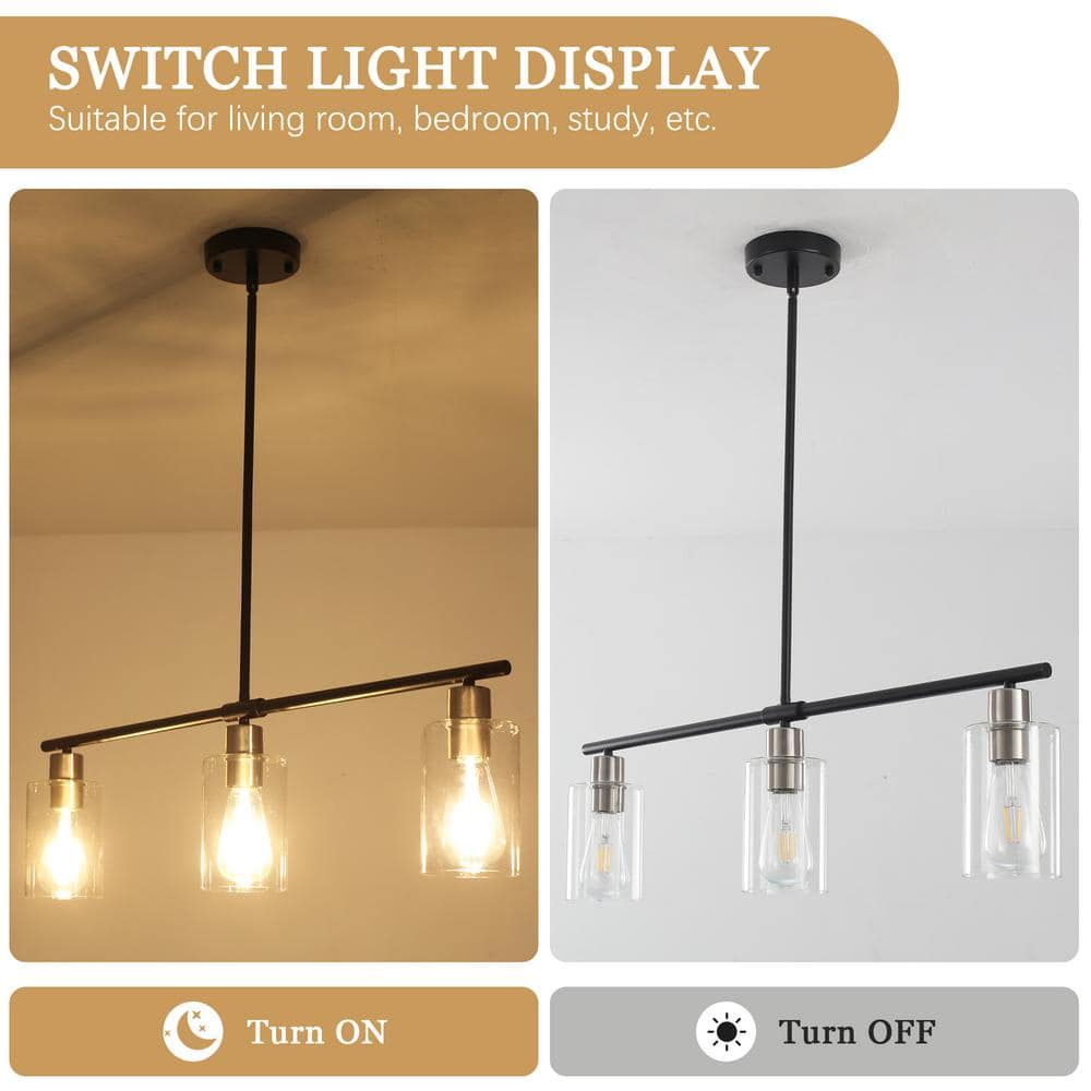Gold Linear Pendant Light with Clear Glass Shades