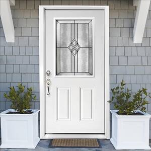 36 in. x 80 in. Element Series Padilla Half Lite Right-Hand Inswing White Primed Steel Prehung Front Door