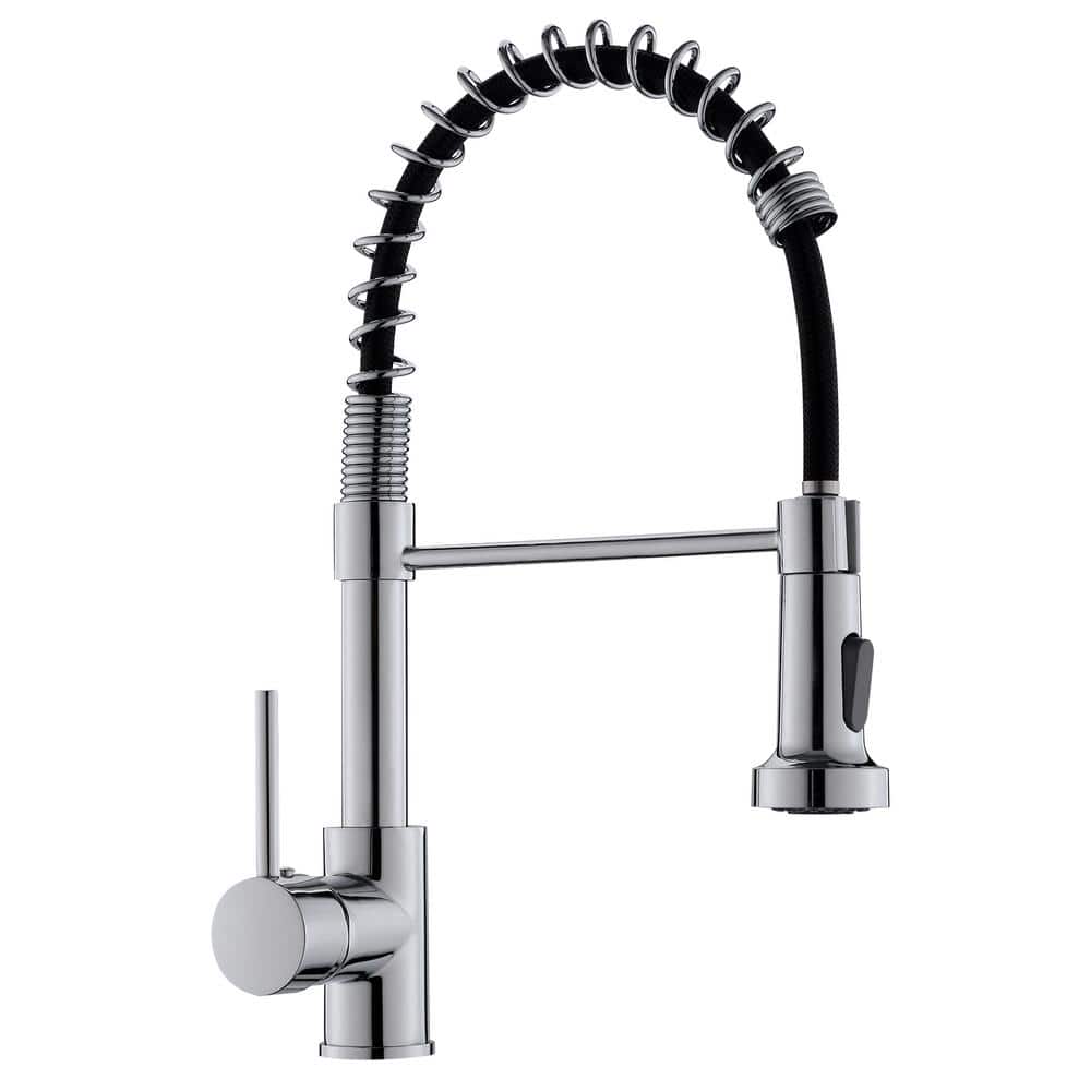 Single-Handle Faucet Pull-Down Sprayer Kitchen Faucet Silver Style