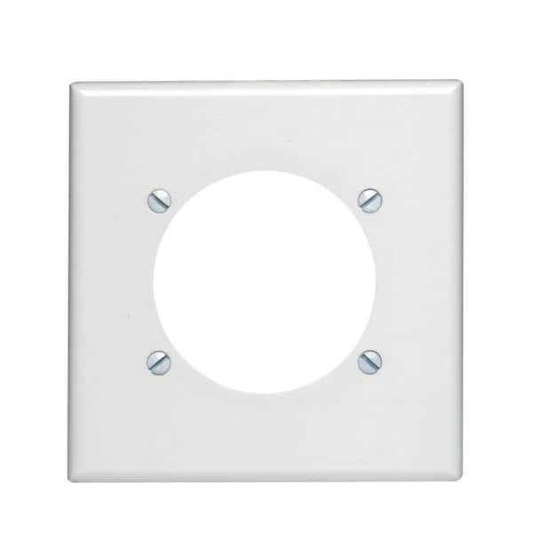 Leviton 2-Gang White 2.465 in. Single Outlet/Receptacle Plastic Standard Wall Plate (1-Pack) 80530-W