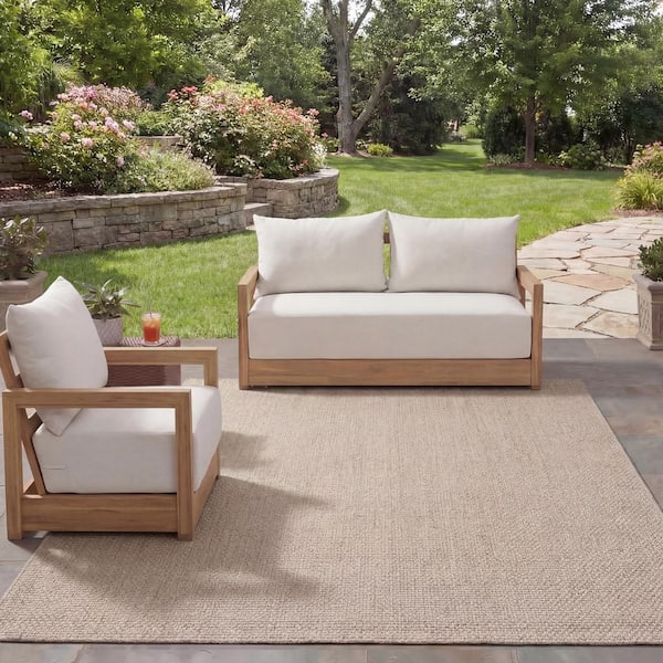 Sisal All-Weather Beige 8 ft. x 10 ft. Solid Woven Indoor/Outdoor Area Rug