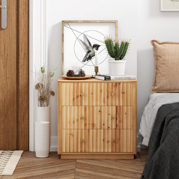 FUIN Rustic Farmhouse Natural 3 Drawer 24.5 in. Wide Chest of Drawers
