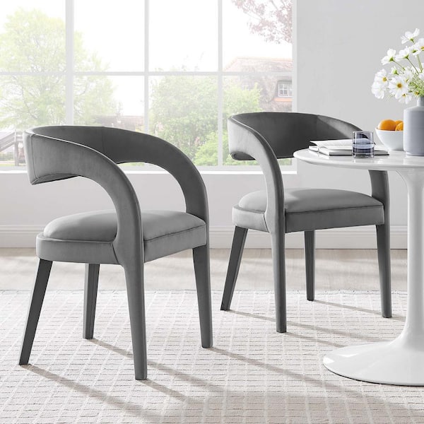 MODWAY Pinnacle Performance Velvet Dining Chair Set of 2 in Gray
