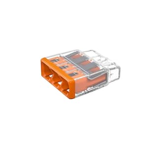 2773 Series 3-Port Push-in Wire Connector for Junction Boxes, Electrical Connector with Orange Cover, (10-Pack)