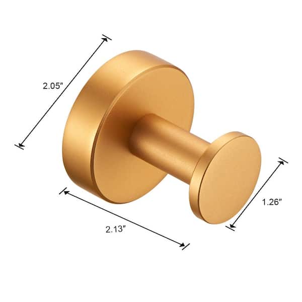 Wall-Mounted Round Bathroom Robe Hook and Towel Hook in Gold (1 Bx-Box)