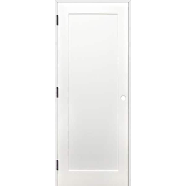 Pacific Entries 24in. x 80in. Shaker Unfinished 1-Panel Solid Core Primed Pine Wood Reversible Single Prehung Interior Door