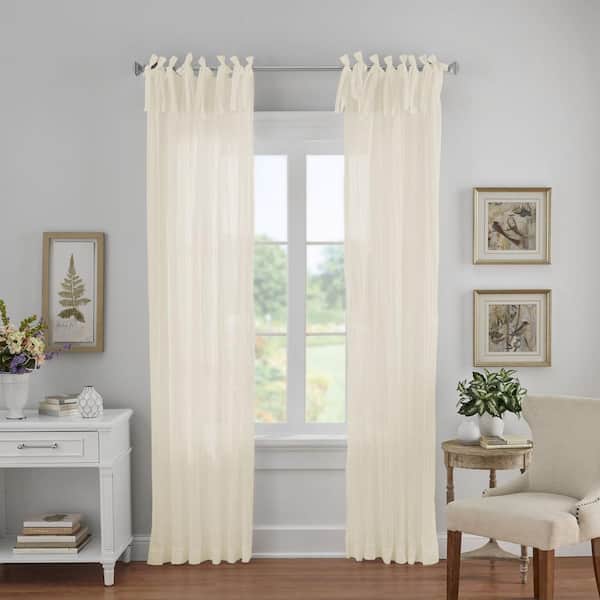 Elrene Ivory Solid Tab Top Sheer Curtain - 52 in. W x 84 in. L