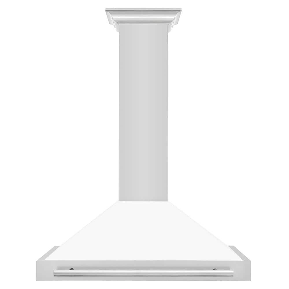 36" White Matte and Stainless Steel Wall Mount Range Hood