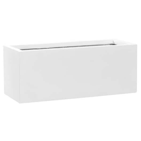 PotteryPots Balcony Small 19.7 in. W Matte White Fiberstone Indoor Outdoor Modern Rectangle Planter