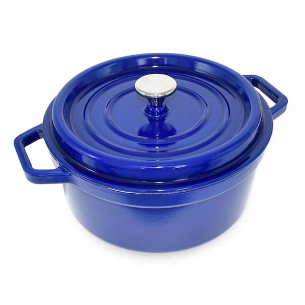 5 qt. Round Enameled Cast Iron Dutch Oven Pot with Lid, Enamel Coating for Healthy Cooking, Blue