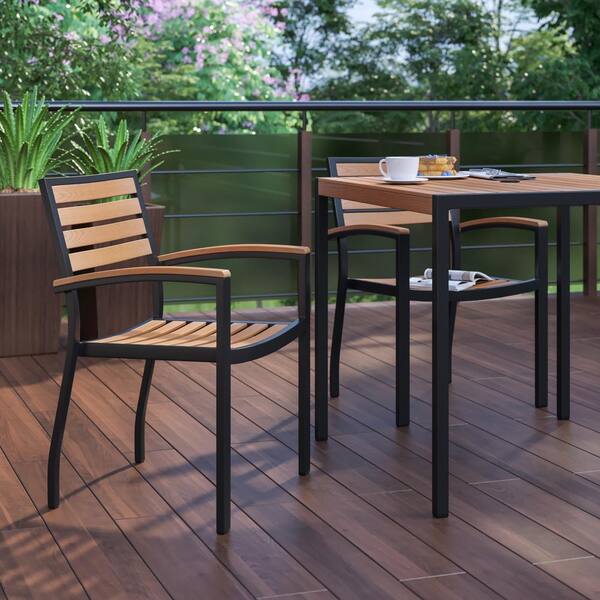 ちぃ♡garden*・ Carnegy Avenue Black Aluminum Outdoor Dining Chair in Wood