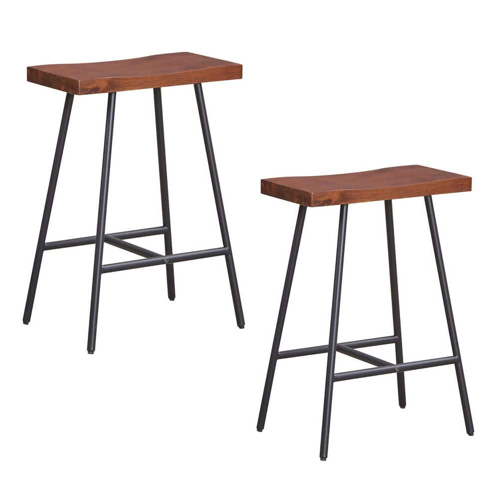 Gymax 2PCS 25 Industrial Bar Stools Saddle Backless Counter