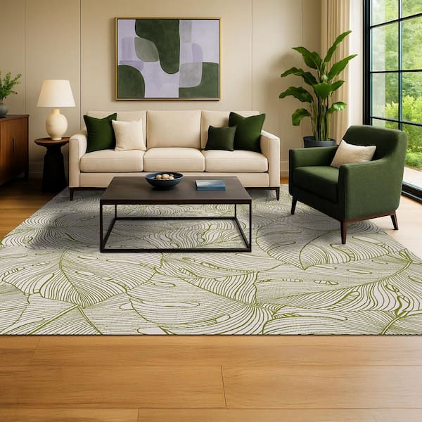 Castille Palma Fern 8 ft. x 11 ft. Floral Indoor/Outdoor Area Rug