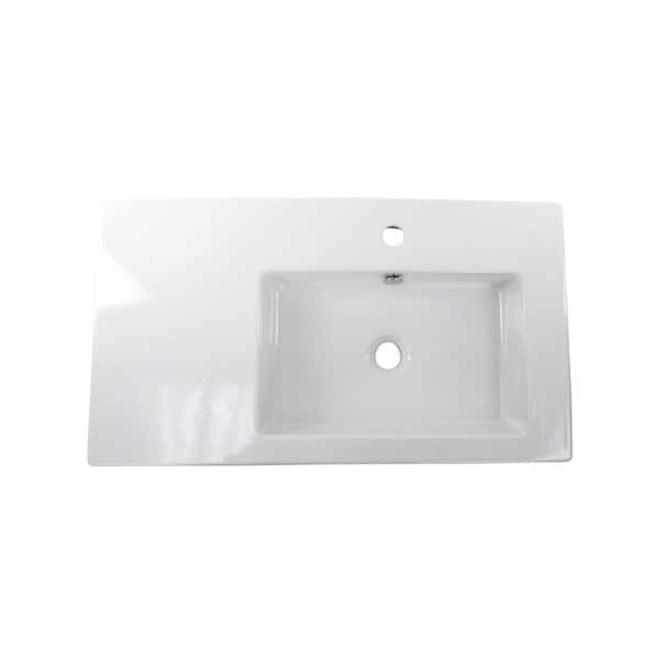 Nameeks Condal Wall Mounted Ceramic Bathroom Sink in White Nameeks Condal Wall Mounted Ceramic Bathroom Sink in White