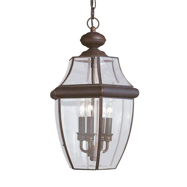 Generation Lighting Lancaster 3-Light Traditional Outdoor Antique Bronze Hanging Pendant Fixture