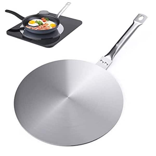 cadeninc 7.5 in. Stainless Steel Heat Diffuser Simmer Ring Plate, with Stainless Handle for Gas Stove Glass Cooktop Converter