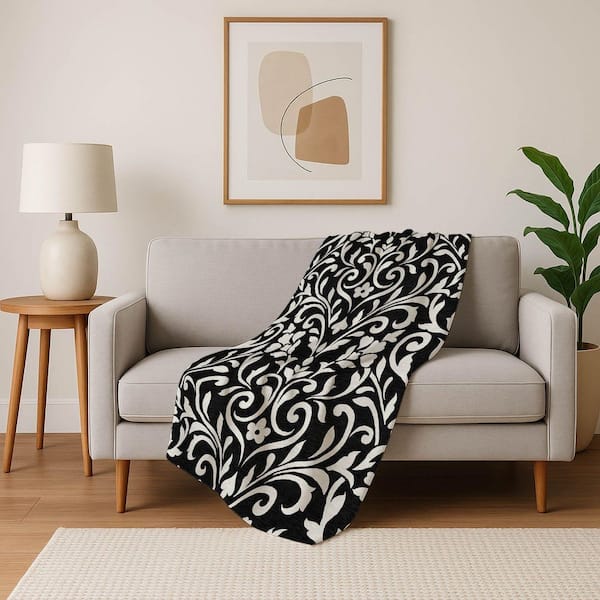 Premium Machine Washable ASB875 Black 50 in. x 70 in. Sherpa Throw Blanket