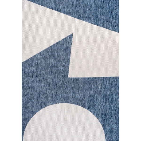Lucian Modern Geometric Abstract 2-Tone Navy/Cream 3 ft. x 5 ft. Indoor/Outdoor Area Rug