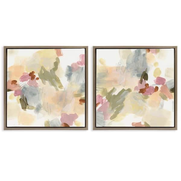 Stupell Industries Restless Abstract Splotches by June Erica Vess 2-Pieces Brown Floater Frame Abstract Graphic Art Print 25 in. x 25 in.