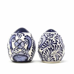 Mexican Pottery Blue Flower Salt and Pepper Shakers