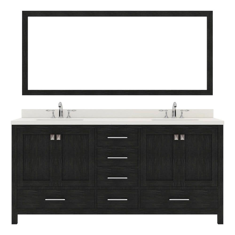 Virtu USA Caroline Premium 72 in. Double Bath Vanity in Zebra Gray with