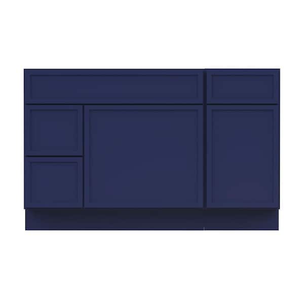 51 in. W x 21 in. D x 32.5 in. H Bath Vanity Cabinet without Top in Blue (Unassembled)