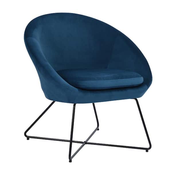 Homy Casa Doumbia Blue Velvet Barrel Chair With Cushion